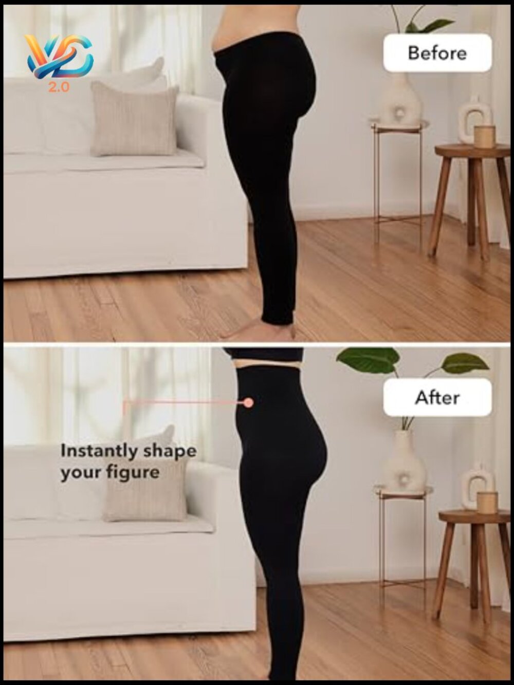 High Waisted Tummy Control Compression Leggings Shapewear Non See Through - Picture 5 of 7